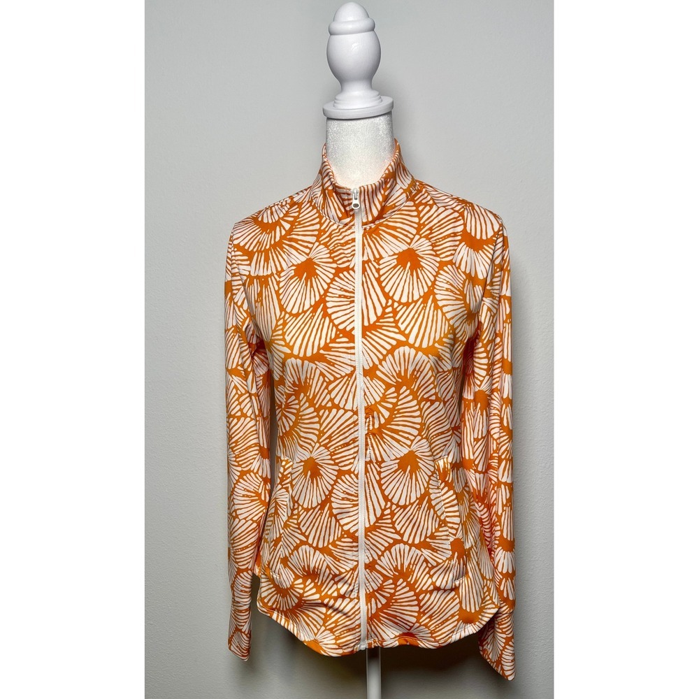 Tommy Bahama Womens Small Orange White Full Zip Jacket Golf Tennis Athleisure - Picture 1 of 6